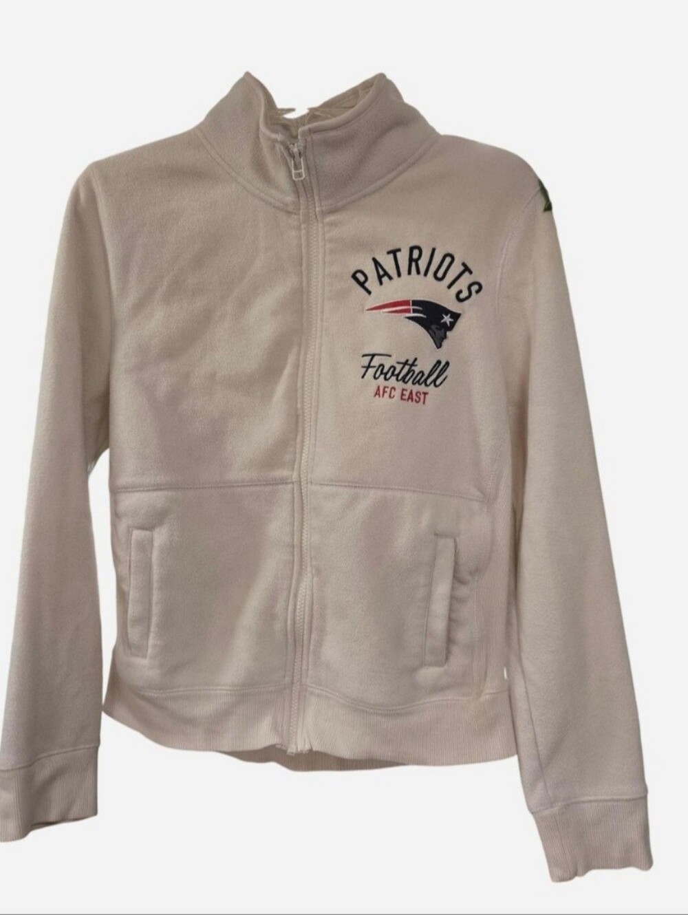 Vintage NFL Patriots White Full Zip Y2K Fleece Jacket Size Medium